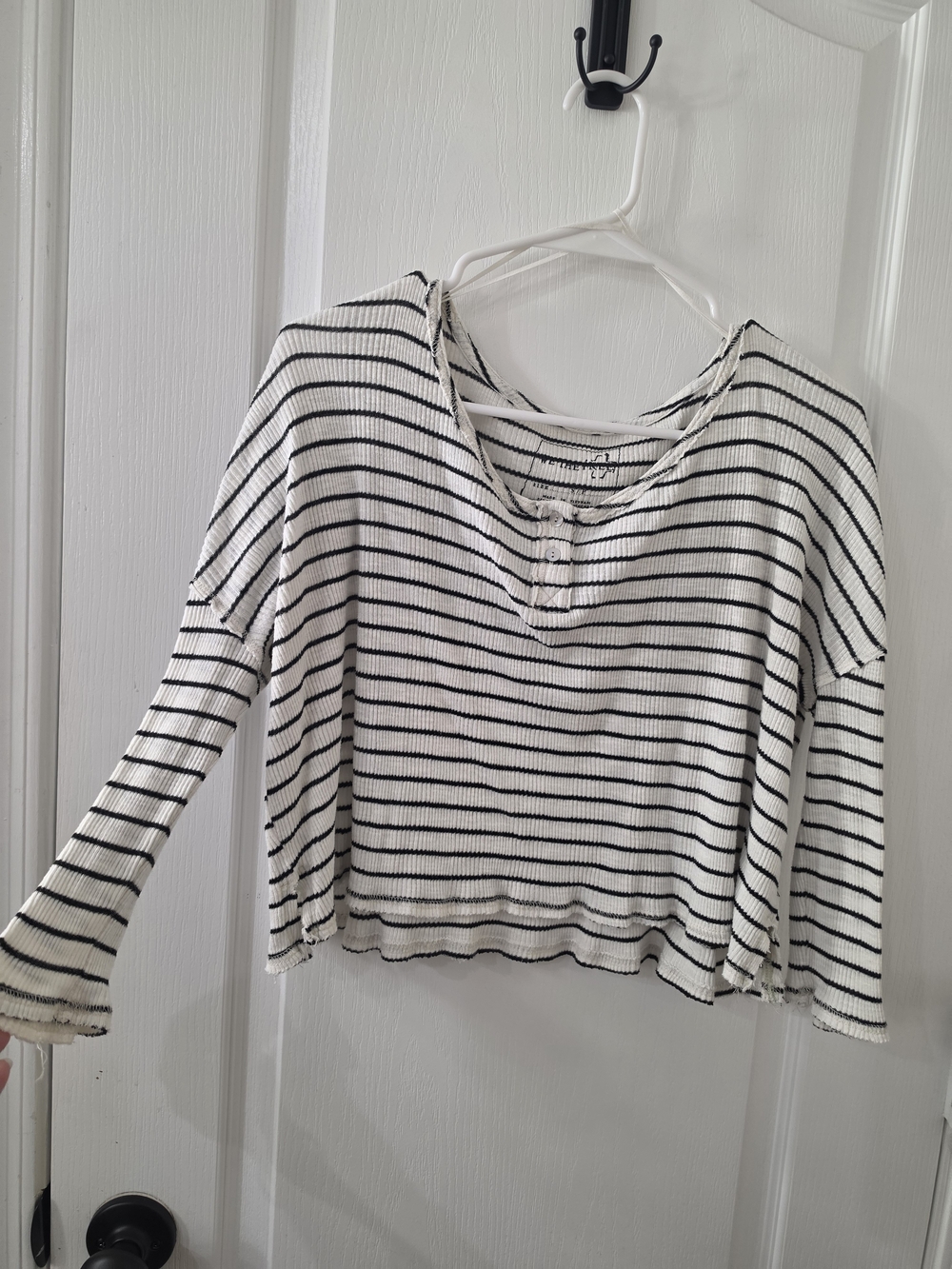 Free People We The Free Garvey Striped Cropped Henley Top